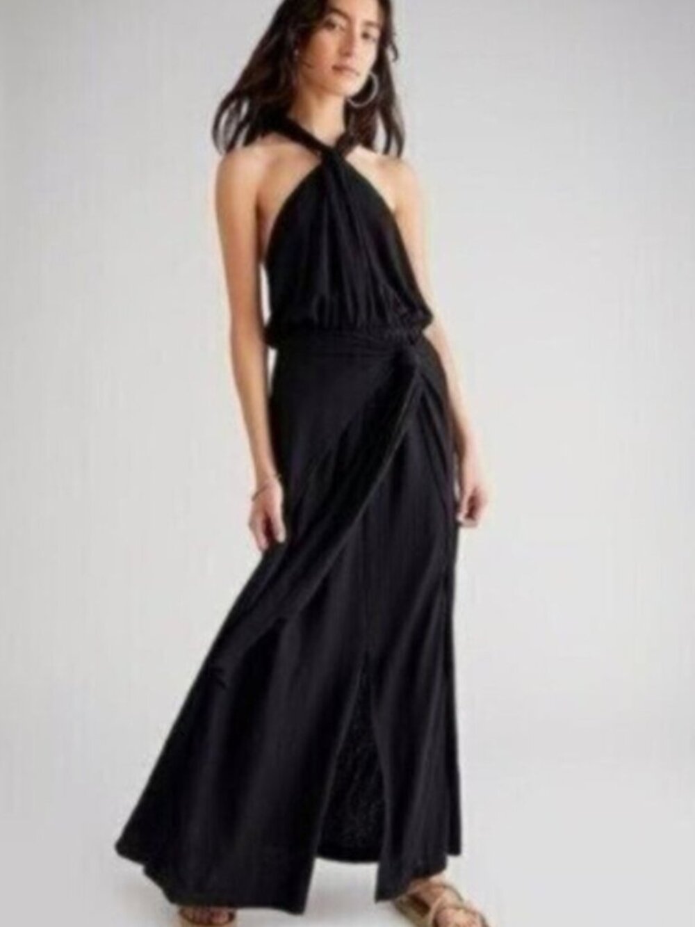 Free people black golden days maxi dress medium